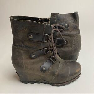 Sorel Joan of Arctic Lace Up Wedge Lexie Wedge Brown Grill Leather 7